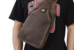 Cool Leather Chest Bag Sling Bag Sling Crossbody Bag Travel Bag Hiking Bags For Men