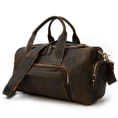 Casual Brown Leather Men Overnight Bags Handbag Travel Bags Weekender Bags For Men