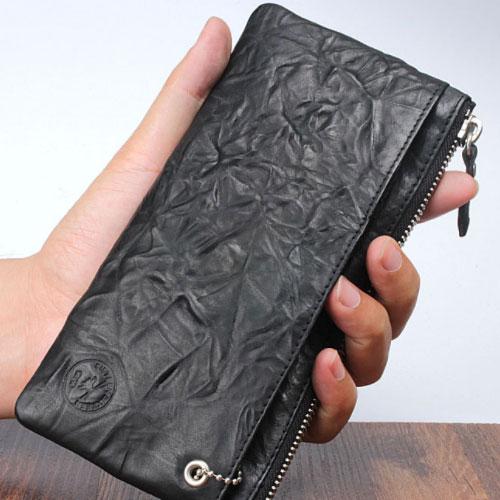 Handmade Leather Mens Cool Long Leather Wallet Detachable Clutch Wallet for Men - imessengerbags