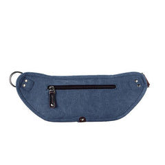 Navy Blue Canvas Leather Fanny Pack Women's Small Khaki Canvas Chest Bag Sling Hip Bag Waist Bag For Men