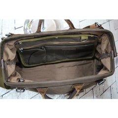 Vintage Leather Canvas Mens Handbag Briefcase Doctor Bag Briefcase For Men