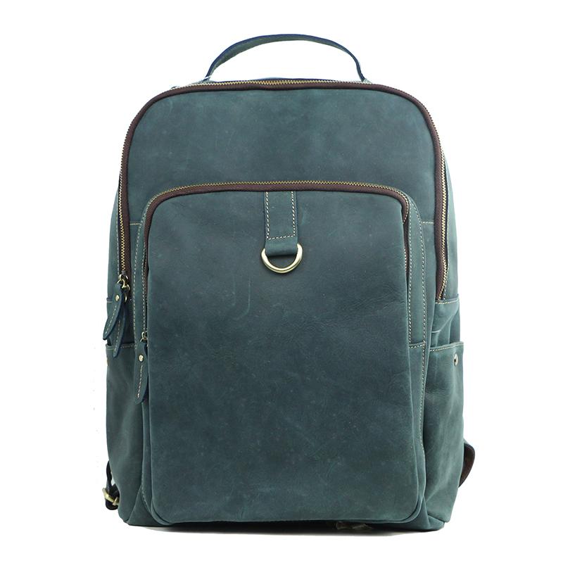 Cool Camel Leather Mens Travel Black Backpack Work 14 inches Brown Work Backpack For Men - imessengerbags