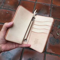 Handmade Leather Biker Wallet Mens Cool Short Chain Wallet Trucker Wallet with Chain