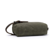 Cool Waxed Canvas Leather Mens Zipper Wristlet Bag Vintage Clutch Zipper Bag for Men - imessengerbags
