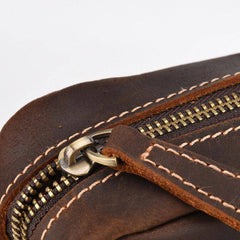 Cool Dark Brown Leather Mens Small Messenger Bags Cool Side Bag Tablet Messenger Bag for men