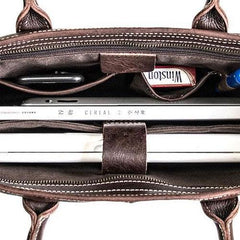 Genuine Leather Mens Briefcase Messenger Bag Laptop Bag Shoulder Bag for men