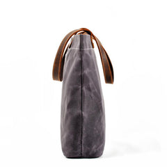 Cool Canvas Leather Mens Large Gray Canvas Handbags Tote Bag Shoulder Bag Tote Purse For Men - imessengerbags
