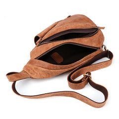 Cool Camel Black Leather Chest Bags Sling Bag Sling Crossbody Bag For Men