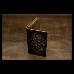 Handmade Leather Tooled Alien-Predator Mens Long Wallet Cool Leather Wallet Clutch Wallet for Men - imessengerbags