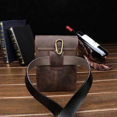 Cool Dark Brown Leather Mens Belt Pouch Small Side Bag Belt Bag For Men