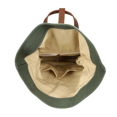 Cool Waxed Canvas Gray Leather Mens Backpack Canvas Travel Backpack Canvas School Backpack for Men
