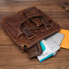 Cool Leather Mens Small Briefcase Handbag Business Handbag Shoulder Bag For Men - imessengerbags
