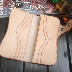 Handmade Leather Biker Wallet Tooled Floral Mens Cool Chain Wallet Trucker Wallet with Chain