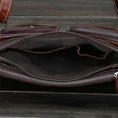 Cool Small Coffee Leather Mens Messenger Bag Shoulder Bag for Men