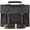 Vintage Black Mens Leather Briefcases Work Handbags Brown 14'' Computer Briefcase For Men - imessengerbags