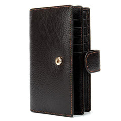 Black Leather Men's Wallet Trifold Long Wallet Multi Cards Long Wallet For Men - imessengerbags