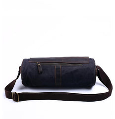 Gray Canvas Leather Mens Green Barrel Postman Bag Bucket Messenger Bag Side Bag For Men - imessengerbags