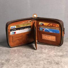 Genuine Leather Mens Cool billfold Leather Wallet Men Small Wallets Bifold for Men - imessengerbags