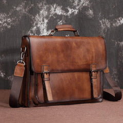 Brown Leather Men's Professional Briefcase 14‘’ Laptop Handbag Black Business Bag Messenger Bag For Men