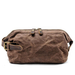 Cool Waxed Canvas Leather Mens Black Clutch Bag Handbag Phone Bag Wash Bag For Men - imessengerbags