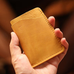 Handmade Dark Brown Leather Mens Card Holder Tan Card Holder Small Card Case For Men