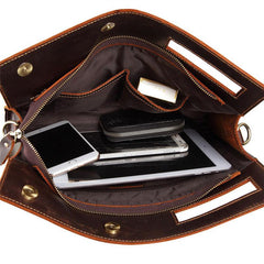 Dark Brown and Brown MENS LEATHER SLIM CLUTCH ENVELOPE BAG CLUTCH BAG FOR MEN