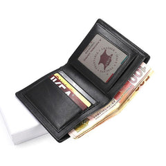 Leather Mens Slim Bifold Small Wallet Front Pocket Wallet Small Wallet for Men - imessengerbags