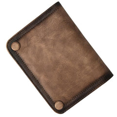 Brown Vintage Bifold Wallet Leather Mens Blue billfold Small Wallet Zipper Small Wallet For Men - imessengerbags