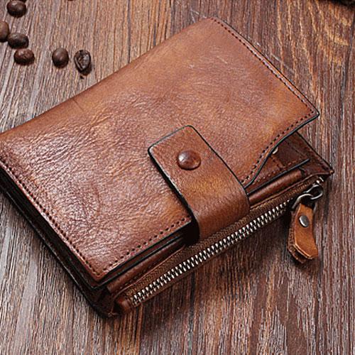 Handmade Mens Cool billfold Leather Wallet Men Small Slim Wallets Bifold for Men - imessengerbags