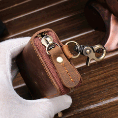 Cool Fashion Leather Men's Car Key Wallet Zipper Key Holder For Men - imessengerbags