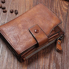 Handmade Mens Cool billfold Leather Wallet Men Small Slim Wallets Bifold for Men - imessengerbags