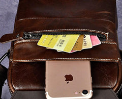 Cool Coffee Small Leather Mens Side Bag Messenger Bag Shoulder Bag for Men
