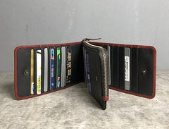 Genuine Leather Mens Cool Long Leather Wallet Cards Phone Zipper Clutch Wristlet Wallet for Men - imessengerbags