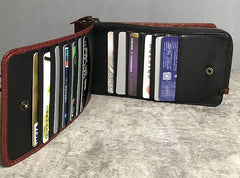 Genuine Leather Mens Cool Long Leather Wallet Cards Phone Zipper Clutch Wristlet Wallet for Men - imessengerbags