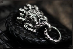 Handmade Leather Small Tooled Mens billfold Wallet Cool Chain Wallet Biker Wallet for Men