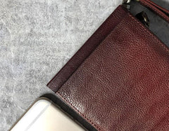 Genuine Leather Mens Cool Long Leather Wallet Cards Phone Zipper Clutch Wristlet Wallet for Men - imessengerbags