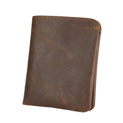 Leather Men's Billfold Wallet Bifold Small Wallet Black Slim Wallet Front Pocket Wallet For Men - imessengerbags