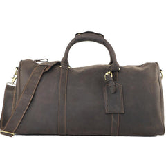 Black Leather Mens Casual Large Travel Bags Shoulder Weekender Bags Brown Duffle Bag For Men