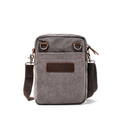 Cool Canvas Leather Mens Vertical Small Side Bag Gray Messenger Bag for Men - imessengerbags