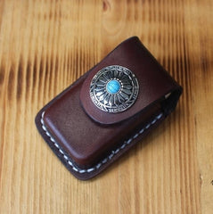 Handmade Black Leather Mens Car Key Case Brown Car Key Holder with Belt Loop/Belt Clip