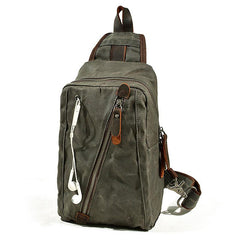 Cool Waxed Canvas Mens  Chest Bag Sling Bag One Shoulder Packs for men - imessengerbags