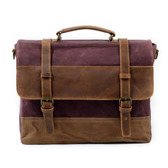 Mens Waxed Canvas Leather Side Bag Messenger Bag Canvas Courier Bag for Men