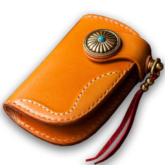 Handmade Leather Biker Mens Cool Car Key Wallet Coin Wallet Pouch Car KeyChain for Men - imessengerbags