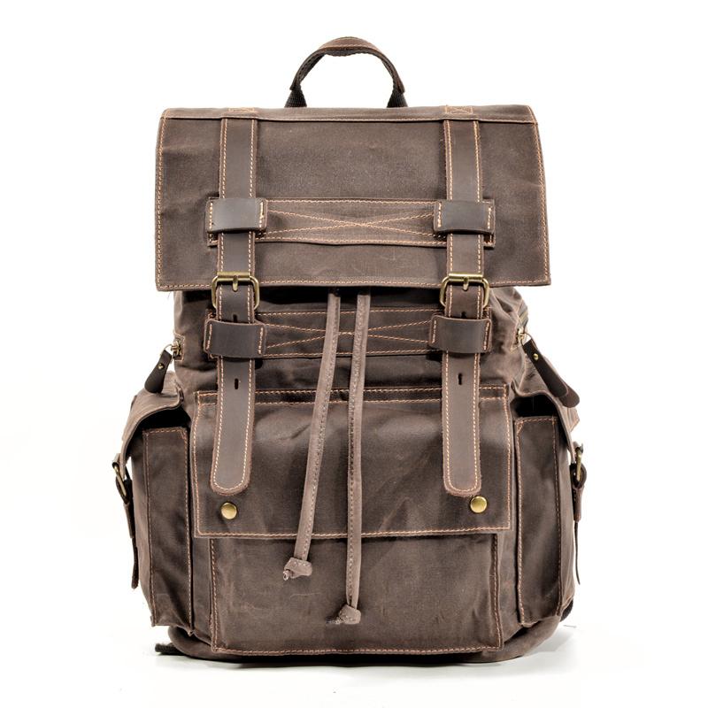 Cool Canvas Mens Vintage Large Black Backpack Computer Khaki Backpack Travel Backpack Hiking Backpackfor Men - imessengerbags