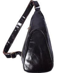 Genuine Leather Mens Cool Chest Bag Sling Bag Crossbody Bag Travel Bag Hiking Bag for men