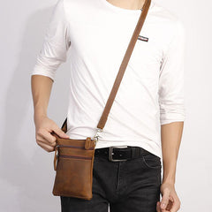 Vintage Leather Men's CELL PHONE HOLSTER Belt Pouch Waist Small Side Bag For Men - imessengerbags
