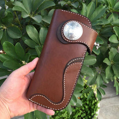 Handmade Leather Biker Wallet Mens Cool Chain Wallet Trucker Wallet with Chain - imessengerbags