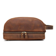 Cool Leather Mens Zipper Wristlet Bag Vintage Clutch Zipper Bag for Men - imessengerbags