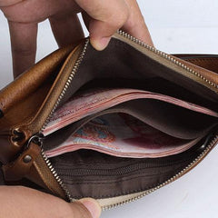 Handmade Mens Cool Long Leather Chain Wallet Cards Biker Trucker Wristlet Wallet - imessengerbags