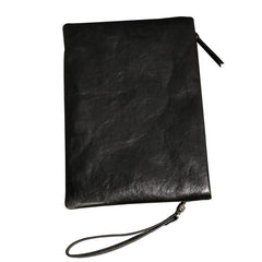 Genuine Leather Mens Clutch Cool Slim Wallet Zipper Clutch Wristlet Wallet for Men